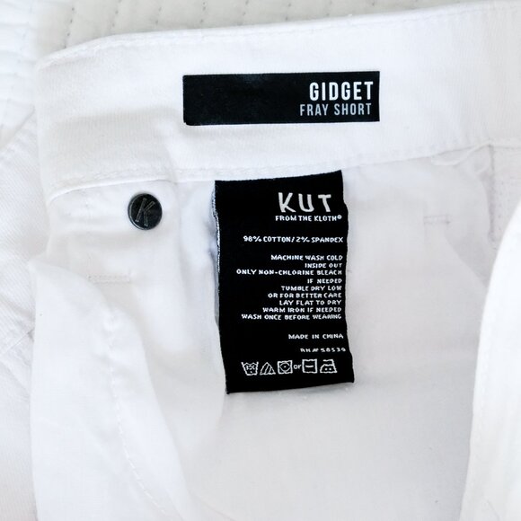 Kut From The Kloth Gidget Fray White Denim Shorts Raw Hem Stretch Size 2 - Picture 4 of 7